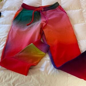 BRUCEGLEN Joggers sweatpants unisex SAUCE RED OMBRÉ Small EUC $175